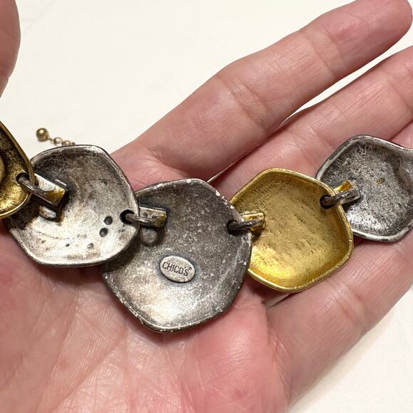 Chicos Iridescent Enamel Statement Necklace Artsy Indie Mermaidcore Avantgarde - Picture 7 of 11